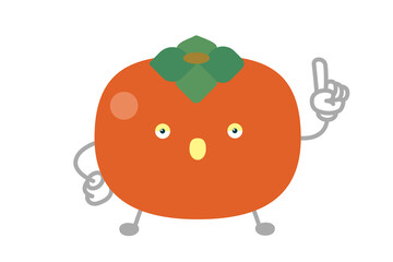 指差しするシンプルでかわいい柿のキャラクターのベクターイラスト