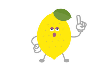 指差しするシンプルでかわいいレモンのキャラクターのベクターイラスト