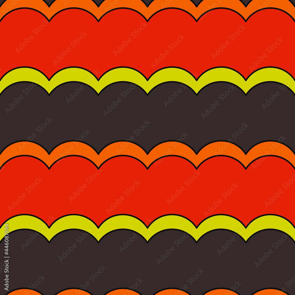 Aufkleber wavy layers in red, yellow and orange colors. vector simple and seamless layers.