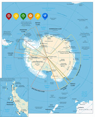 Arctic Region Map and Colorful Map Markers