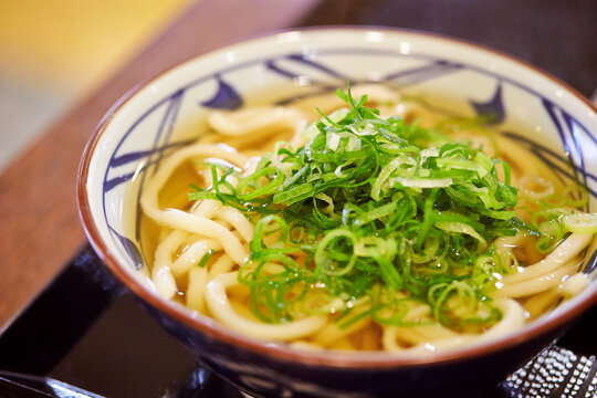 Green onion on Japanese udon