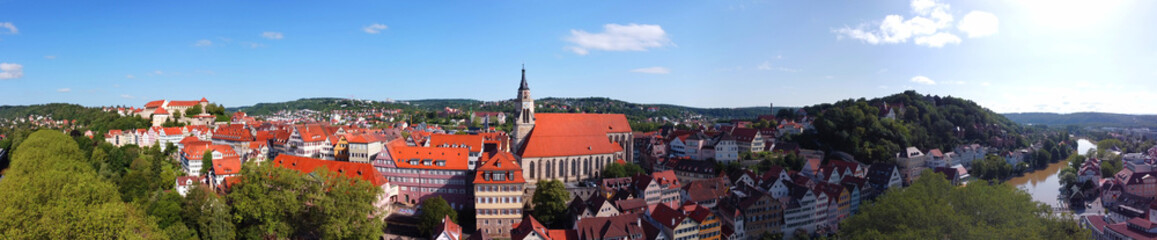 Naklejka na ściany i meble Tübingen, Deutschland: Panorama der Neckarstadt
