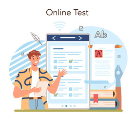 Literature school subject online service or platform. Study ancient writer