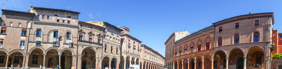 Extra wide view of Santo Stefano Square in Bologna