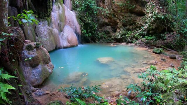 4K Video, Wang Tong Waterfall located in Buatong Waterfall and Chet Si Fountain National Park, Chiang Mai, Thailand.