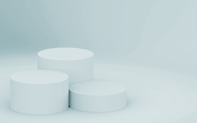 Abstract 3d  gray white colors cylinder podium minimal studio background.