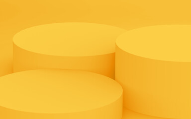 Abstract 3d yellow color cylinder podium minimal studio background.
