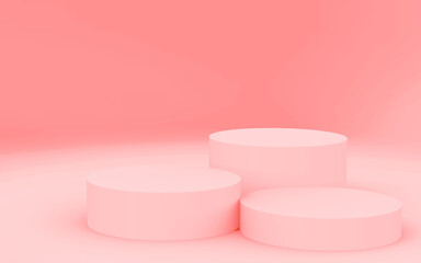 Abstract 3d pink color cylinder podium minimal studio background.