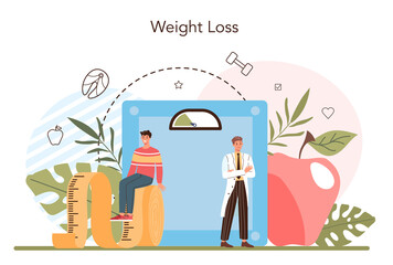 Nutritionist concept. Nutrition therapy with healthy food and physical