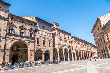 Fototapeta na wymiar Extra wide view of Santo Stefano Square in Bologna