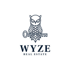 owl logo inspiration, real estate, keys, line art