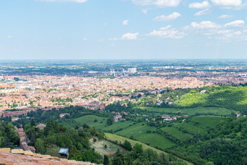 Aerial view of Bologna with his beautiful church and Towers