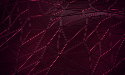 Abstract composition of a triangulated surface. 3d rendering.