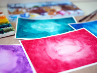 watercolor painting art class workshop color background creative artist education lifestyle leisure hobby drawing studio illustration design selective focus