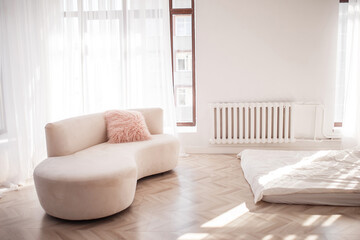 White minimalist room idea with sofa