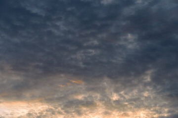 Beautiful sky. Clouds in twilight sky in evening. Colorful sky in twilight time.