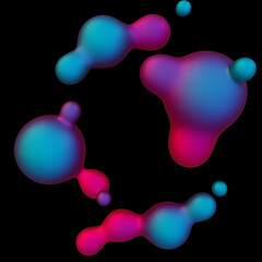 Abstract composition of multicolored metabolas. 3d rendering.