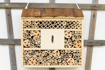 Insect hotel or insect house. Environmental preservation.