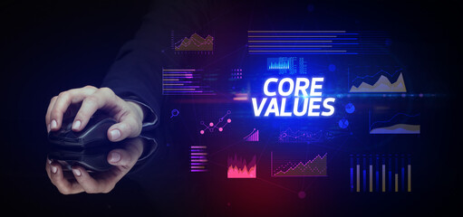 hand holding wireless peripheral, cyber business concept