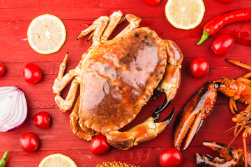 Cooked brown crab or edible crab isolated