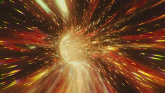 Golden red space warp, lightspeed visual loop. Hyperdrive animation.