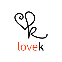 Illustration Letter K logo design inspirations with heart swirl or ornament