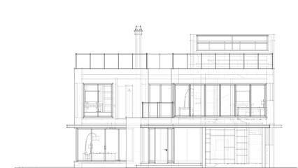 house building architectural sketch 3d illustration