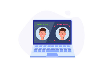 Deepfake, Deep face technology concept.  Vector illustration.