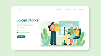 Social volunteer web banner or landing page. Charity community support