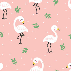 Flamingo cartoon seamless pattern