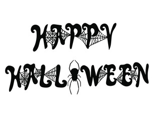 Happy Halloween vector lettering. Holiday lettering for banner. Happy Halloween poster, greeting card, party invitation. Hand drawn decorative design element. Holiday lettering for banner. 