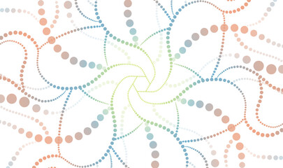 light white abstract background with dots and circles of different colors in pastel shades. Circular pattern