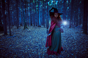 witch in autumn forest