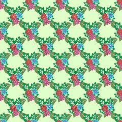 Summer pattern with colorful flowers on white