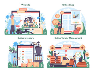 Oil extraction or production industry online service or platform set