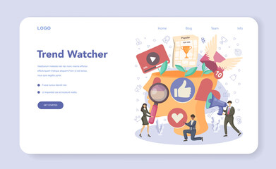 Trend watcher web banner or landing page. Specialist in tracking