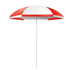 Vector open beach colorful red and white umbrella