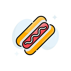 Hot dog vector outline filled icon style illustration. EPS 10 file