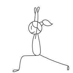 stick figure girl doing exercises, sport, isolated vector