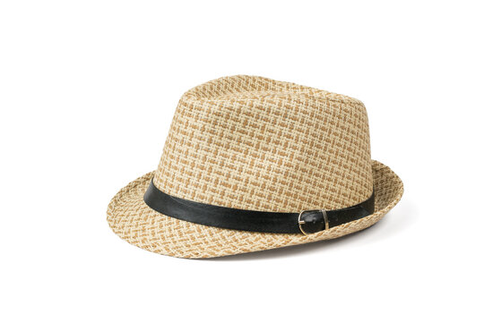 Beautiful men's classic hat isolated on a white background.
