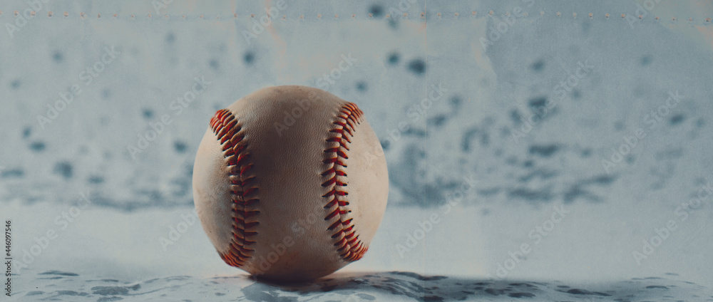 Poster baseball ball on blue texture background for sport. - Posters