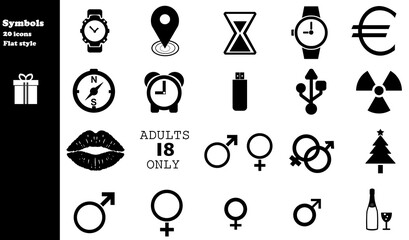 Symboles divers en 20 icônes, collection