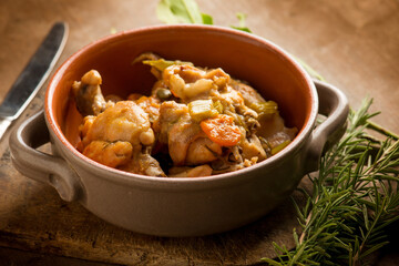 rabbit with carrot herb rosemary and laurel
