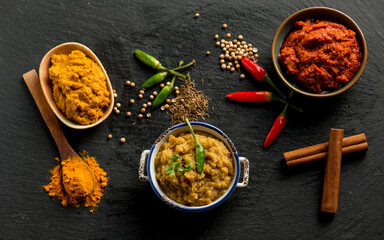 mixed curry with ingredients and spices