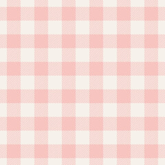 Vichy check pattern for spring in pale pink and off white. Seamless rosy textured background graphic vector for tablecloth, dress, skirt, picnic blanket, other modern holiday fashion textile print.