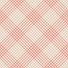 Pattern for scarf, dress in beige, peach orange, white. Seamless dog tooth tweed tartan plaid for fabric print. Modern abstract geometric check background vector for spring, autumn, winter fashion.