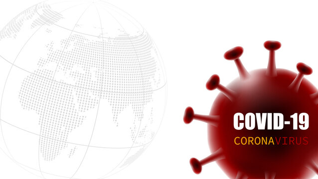 Coronavirus covid-19 variant mutation virus cell medical on white background and Globe