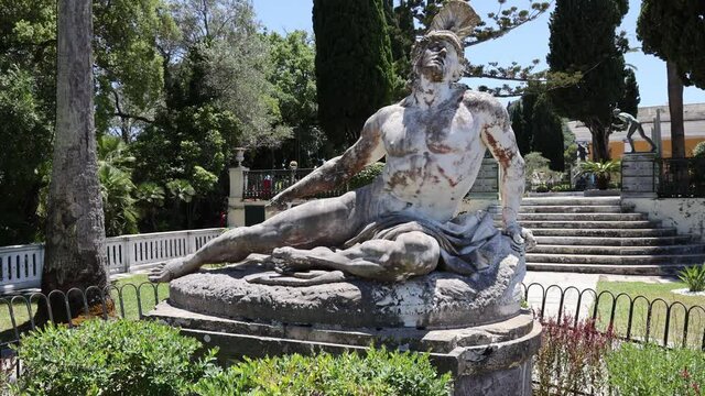 Dying Achilles statue in Achilleion palace on Corfu Island, Greece