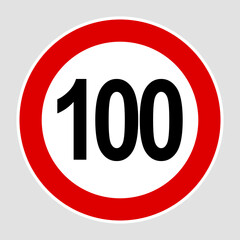 100 max speed limit read sign - One hundred speed limit traffic sign editable vector illustration