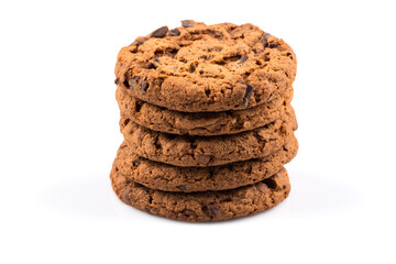 Chocolate chip cookie isolated on white